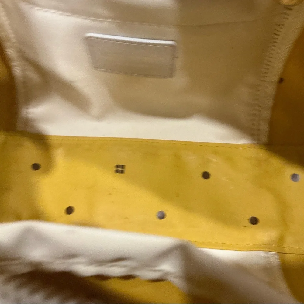 Kate Spade New York white and brown trim small nylon Tote handbag